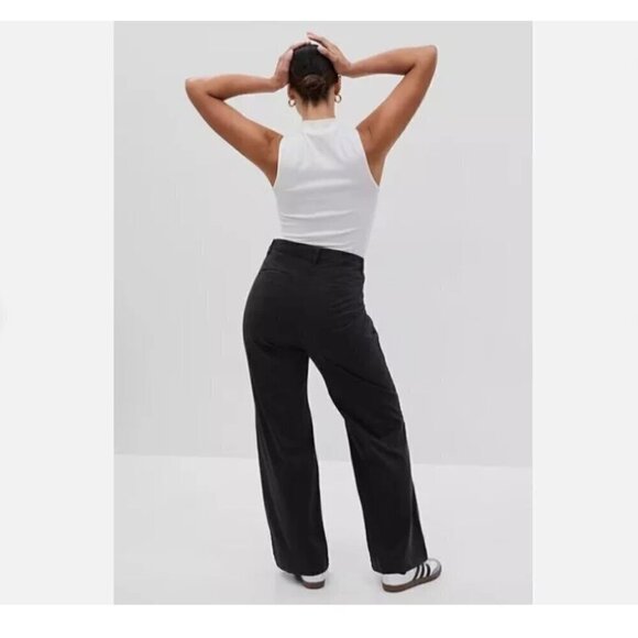 GAP High Rise FLARE Khakis Y2k Black BOHO Pants Size 16 PETITE #541189-MSRP $80 - Picture 2 of 6